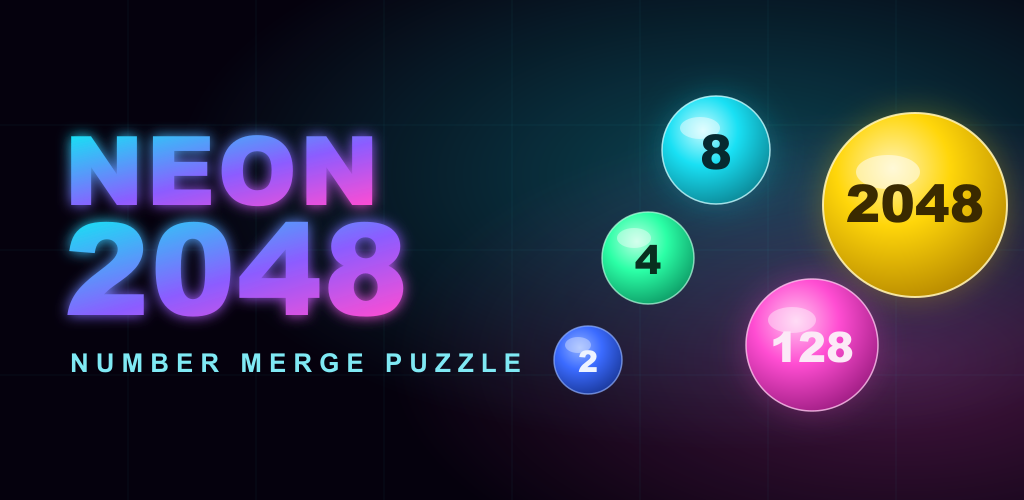 Neon 2048 — Number Merge Puzzle