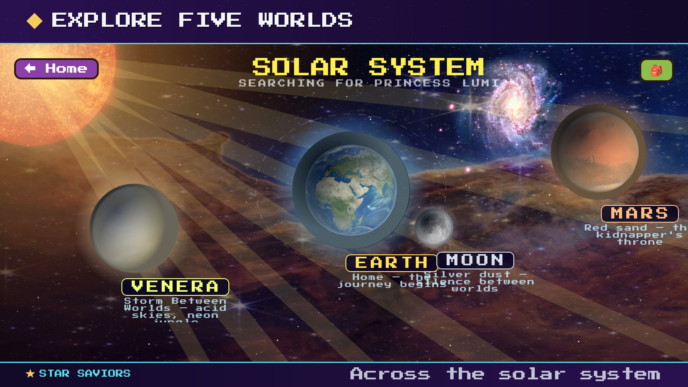 Explore five worlds